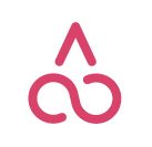 Abstrakte rosa Linien formen eine stilisierte Kirsche und eine Unendlichkeitsform auf weißem Hintergrund.