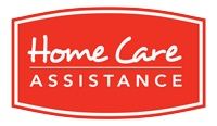 Red logo with text "Home Care Assistance" in white, within a curved rectangular shape.