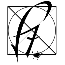 Ein Kreis mit Kreuz, ausgefülltem Punkt unten rechts, in einem Quadrat.