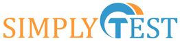 Textlogo mit "SIMPLY TEST" in Orange und Blau auf weißem Hintergrund.