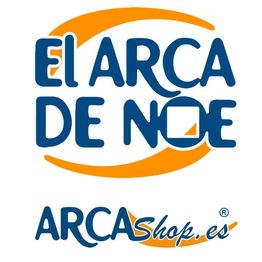 Logo de "El Arca de Noé" y "ARCAShop.es" en letras azules con detalles naranjas.
