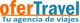 Logo de oferTravel en naranja y azul con el texto "Tu agencia de viajes" debajo.