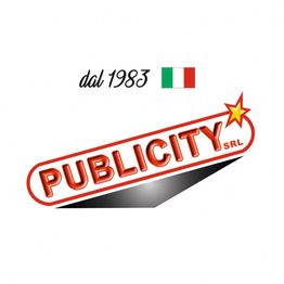 Logo di "Publicity SRL" con bandiera italiana e la scritta "dal 1983".