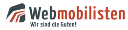 Logo von Webmobilisten mit Slogan "Wir sind die Guten!" in Schwarz und Rot.