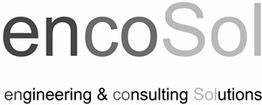 Logo von encoSol mit Schriftzug: "engineering & consulting Solutions" in Schwarz und Grau.