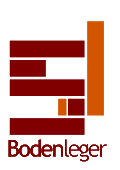 Logo mit roten und orangefarbenen Streifen, darunter der Text "Bodenleger".