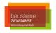 Logo mit Text: "bausteine SEMINARE, Weiterbildung nach Maß" auf farbigen Rechtecken.