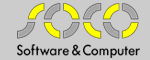 Logo mit Schriftzug "SOCO Software & Computer" in Grau und Gelb.