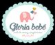 Logo infantil con elefante rosado y globos. Texto: "Gloria bebé, moda de niños y complementos".
