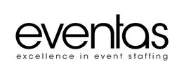 Logo mit dem Wort "eventas" und dem Slogan "excellence in event staffing" darunter.