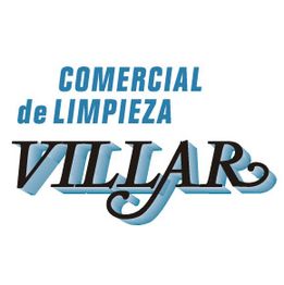 Texto "Comercial de Limpieza Villar" en letras azules y negras.
