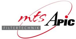 Logo mit Schriftzug "mts Apic Filtertechnik" in Rot und Schwarz.