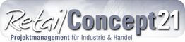 Logo mit Text "Retail Concept21: Projektmanagement für Industrie & Handel".