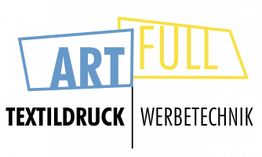 Logo mit blauem "ART" und gelbem "FULL", darunter "TEXTILDRUCK" und "WERBETECHNIK".