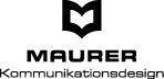 Logo mit stilisiertem Buch, Text: "MAURER Kommunikationsdesign".