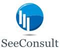 Logo von SeeConsult mit blauem Kreis und weißen Balkendiagramm-Elementen.
