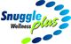 Logo mit Text: "Snuggle Wellness Plus" in Blau und Grün mit ovalen Farbverläufen.