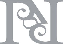 Grauer entworfener Buchstabe A auf weißem Hintergrund mit dekorativen Kurven und Formen.