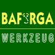 Grünes Logo mit gelbem "BAFORGA" und weißem "WERKZEUG", das Gesichtselemente enthält.