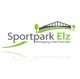 Logo von Sportpark Elz mit grünem Schriftzug und stilisiertem Gebäude.