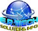Logotipo com um globo azul, seta cinza e texto "E.R. TECH SOLUTIONS INFO".