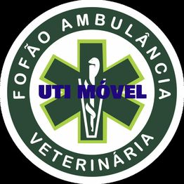 Logotipo circular com "Fofão Ambulância Veterinária" e "UTI Móvel" no centro, serpente na estrela.