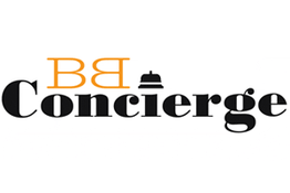 Logo mit Schriftzug "BB Concierge" in Schwarz und Orange, mit einer kleinen Glocken-Grafik.