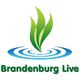 Logo mit grünen Blättern über blauen Wellen und Text "Brandenburg Live".
