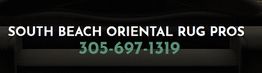 Text reads "South Beach Oriental Rug Pros 305-697-1319" on a dark background.