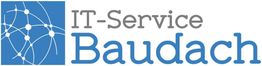 Logo von IT-Service Baudach mit stilisiertem Netzwerk-Design.