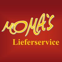 Logo mit gelbem Text: "MOMA's Lieferservice" auf rotem Hintergrund.