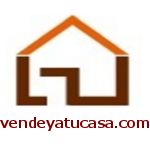 Logotipo de una casa estilizada en colores marrón y naranja con texto "vendeyatucasa.com".