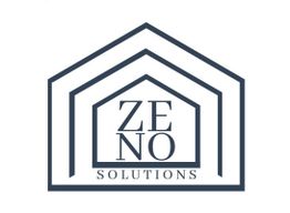 Logo von Zeno Solutions mit stilisiertem Haus-Design in Blau.
