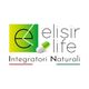 Logo di "elisir life" con capsula verde e bianca. Scritta: "Integratori Naturali".