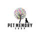 Colorful tree and dog silhouette logo with "Pet Memory Shop" text below.
