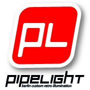 Logo: Roter Hintergrund mit weißen Buchstaben "PL", darunter "pipelight" und Slogan in kleiner Schrift.