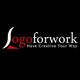 Logo with text "logoforwork" and slogan "Have Creative Your Way" on a black background.