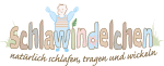 Ein Baby hebt die Arme über dem Schriftzug „Schlawindelchen“ mit dem Slogan darunter.