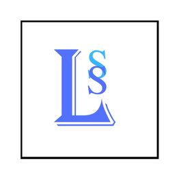Blaues stilisiertes "LS"-Logo auf weißem Hintergrund mit dünnem schwarzen Rahmen.