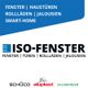ISO-Fenster-Logo, bietet Fenster, Türen, Rollläden, Jalousien; Marken: Schüco, Aluplast, Salamander.