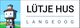 Illustration eines Leuchtturms mit der Aufschrift "Lütje Hus Langeoog".
