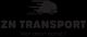Schneller Lieferwagen über Schriftzug "ZN Transport. Wer denn sonst?" auf schwarzem Hintergrund.