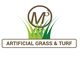 Logo with "M³" above grass blades and text: "ARTIFICIAL GRASS & TURF."