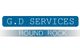 Text reads "G.D Services, Round Rock" in blue and white on a rectangular background.