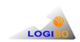 Logo mit grauem Dreieck und blauer Schrift "LOGIBO", daneben orangene Kugel.