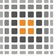 Raster aus grauen und orangefarbenen Quadraten, symmetrisch angeordnet.