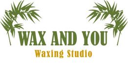 Logo mit grünen Blättern, Text: "Wax and You - Waxing Studio".