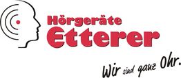 Logo von Hörgeräte Etterer mit dem Slogan "Wir sind ganz Ohr." und einem stilisierten Kopfsymbol.