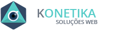 Logo da Konetika Solutions com triângulo azul e olho estilizado.