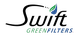 "Swift Green Filters logo with stylized text and leaf design."